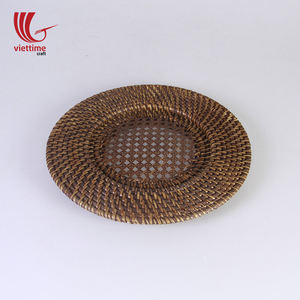 Plaque de chargeur en rotin, accessoire pour mariage, Vintage, tissé, vente en gros, - Product Image 4