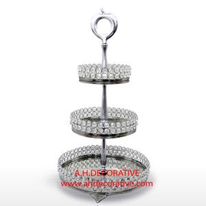 Ultimate Designing Top Quality Metal & Crystal <b>3</b> <b>Tier</b> <b>Cake</b> <b>Stand</b> With Handle for Sale in Lowest Price - Product Image 1