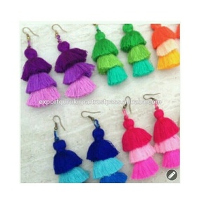 Más a mano hilo de seda borla pendientes para las mujeres - Product Image 2