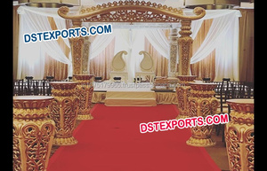 Conjunto de Mandap de boda de triple Pilar Estilo tradicional Mejor Mandap DE BODA indio Fabricante y exportador de escenario de boda hindú EE. UU. - Product Image 4