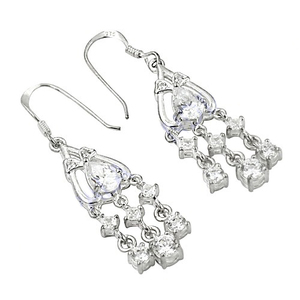 Pendientes Colgantes Hechos a Mano en Plata de Ley 925 con Circonita Cúbica y Diamante como Piedra Principal, de la India, Joyería para Mujer - Product Image 2