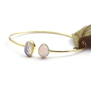 Brazalete Ajustable de Opalita Chapado en Oro, Brazalete Abierto Hecho a Mano con Piedras Preciosas para Mujer, Unisex, Regalo, Fiesta, Moda, Venta al por Mayor - Product Image 2