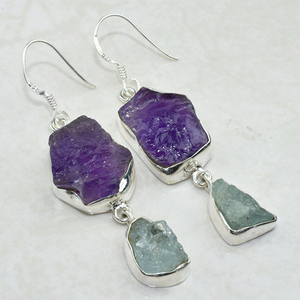 Virtual lujo amatista aguamarina 925 pendientes de la plata esterlina 925 joyas de plata mayorista de joyería de plata de ley 925 - Product Image 3