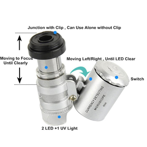 9882 <span class=keywords><strong>Mini</strong></span> <span class=keywords><strong>60X</strong></span> <span class=keywords><strong>Microscope</strong></span> Loupe de Poche Bijoux Loupe UV Détecteur de Monnaie Lentille Oculaire avec Lumière LED
