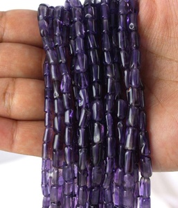 Cuentas de piedras preciosas de amatista azul Natural de 1 hebra de calidad AAA, forma de tubo suave para fabricación de joyas hechas a mano, venta al por mayor - Product Image 4