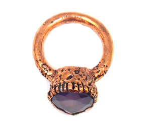 Bague en forme de poire Quartz améthyste faite à la main bijoux en pierre plaqué or rose à facettes cadeau de la Saint-Valentin - Product Image 1