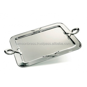 Plateau en métal nickelé de forme rectangulaire pour l'hôtel et le restaurant Plateaux de service en métal Plateau en métal d'acier inoxydable - Product Image 2