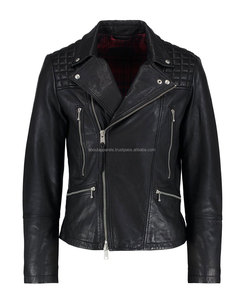 เสื้อแจ็กเก็ตมอเตอร์ไซค์หนังแกะแท้ปักลายแบบเฉพาะและสีล้วน,เสื้อโค้ทแฟชั่น - Product Image 1