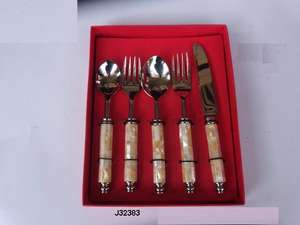 Juego de Cubiertos de Acero Inoxidable con Mango de Nácar, 5 Piezas, Acabado Pulido Espejo, para Té, Conveniente, Hecho a Mano - Product Image 2