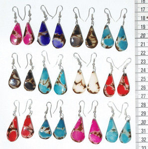 Pendientes de gota de Tagua de colores hechos a mano, joyería colgante de moda con material principal de aleación para regalo, venta al por mayor - Product Image 2