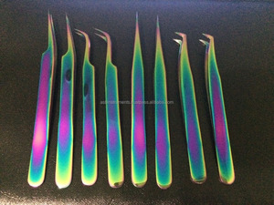 Pinzas de extensión de pestañas de acero inoxidable sostenibles de alta calidad pinzas de pestañas de Plasma arcoíris profesionales logotipo personalizado al por mayor - Product Image 6