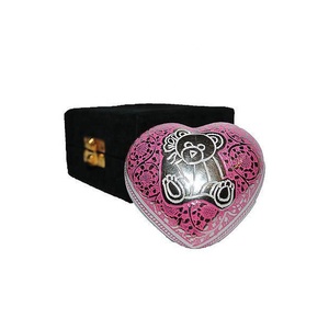 Urna de recuerdo de rosa en forma de corazón con soporte plateado Urnas de cremación de corazón cajas de recuerdo de primeros auxilios - Product Image 2