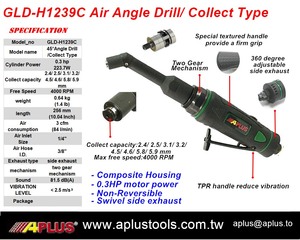 APLUS GLD-H1239C perceuse pneumatique 45 degrés 0.3HP 4000 tr/min boîtier composite avec poignée droite Type de collecte - Product Image 3