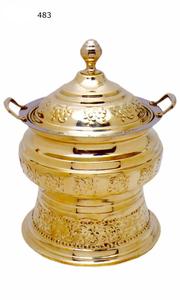 Plato de frotamiento de forma redonda chapado en oro para servir en la cocina del Hotel, para servir arroz, servir Buffet, plato de frotamiento - Product Image 5