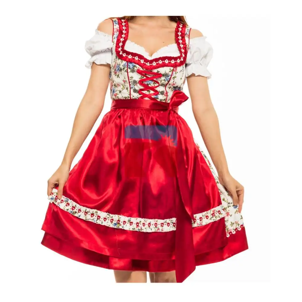 Mulheres Vestido Oktoberfest Alemão Da Baviera Dirndl Cerveja Oktoberfest Trajes Da Empregada Doméstica Uniforme | Mulheres Sexy Teste Padrão de Flor Vestido Dirndl