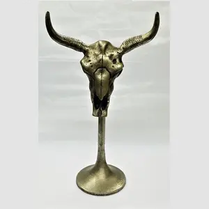 Elegante decoración de Metal clásica cabeza de búfalo Toro decoración de Metal negro plateado aluminio decorativo para mesa y hogar - Product Image 1