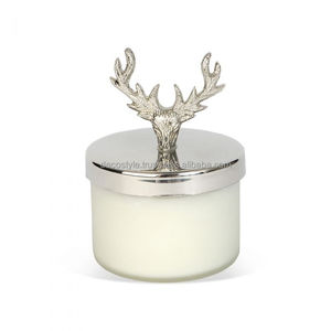 Brass Antler Crystal <b>Candle</b> <b>Holder</b> with Deer Stand Elegant Lantern & Jar Design for Home Decor - Product Image 4