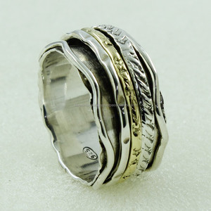 Anillo Giratorio de Plata de Ley 925 con Engaste Invisible, Joyería Bicolor Deslumbrante para Compromiso, Boda o Fiesta, con Incrustaciones de Piedras - Product Image 3