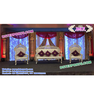 ชุดโซฟาสีขาวทองสำหรับงานแต่งงานแบบเอเชีย,ชุดโซฟาสวยงามสำหรับงานแต่งงานแบบบอลลีวูดชุดโซฟาสีเงิน - Product Image 1