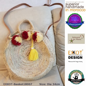Original Moroccan Handled <b>Shopping</b> <b>Baskets</b> Doum Material Medium Size EXXOT DESIGN Brand Custom Logo for Promotions - Product Image 2