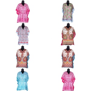 Kimono Kaftan corto hecho en India al por mayor, ropa de mujer de alta calidad, caftán corto, bonito vestido de señora, el mejor vestido estampado de bloque de mano - Product Image 1