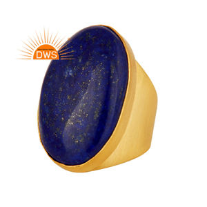 Bague pour Femme en Laiton Plaqué Or 18k Naturel Lapis Lazuli, Bijoux de Mode, Grossiste Collection Classique - Product Image 3
