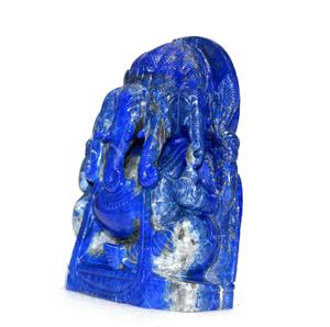 Estatua de Ganesha de Cinco Caras Tallada a Mano, 9 Pulgadas de Alto, Lapislázuli, Obra de Arte Religiosa con Piedras Preciosas - Product Image 3
