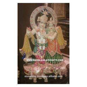 White Marble Radha Krishna Statue, Marble God Statue - Product Image 1