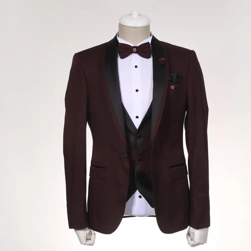 Costume à la mode pour homme, Blazer Design d'uniforme de bureau pour homme, costume smoking rouge fantaisie de Style italien