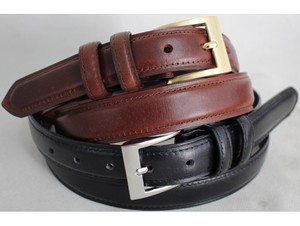 Cinturón de cuero para hombre con acabado mate con bordes cosidos y hebilla cuadrada limpia Estilo listo para la oficina con ajuste cómodo para todo el día - Product Image 2