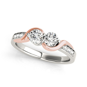 Bague d'anniversaire pour femme en or 14 carats multicolore avec sertissage à griffes et diamant véritable taille brillant rond de 0,60 carat - Product Image 1