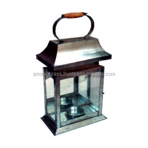 Lanterne à bougie en verre en métal avec manche en bois avec poignée pour jardin et hôtel décoration de mariage lanternes à bougie suspendues décoratives - Product Image 1