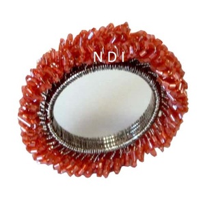 Decoración de mesa de lujo para bodas y cenas, con cuentas de cristal y anillo para servilletas rojo decorativo en forma redonda para hoteles. - Product Image 1