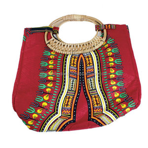 Sac Dashiki sac à main100 % coton traditionnel Dashiki impression osier poignée sac pour femmes fabriqués à la main Dashiki sacs en gros - Product Image 3