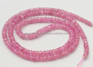 Cuentas de 3mm de rondeles facetadas de zafiro rosa - Product Image 4