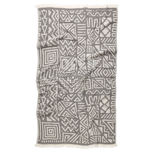 ผสม Geo สีดำผ้าขนหนูผ้าฝ้าย100%-ผ้าห่มปิกนิก,เตียง,ใช้หลาย Jacquard - Product Image 2