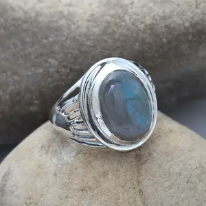 Labradorite Fine อัญมณี925แหวนเงินแท้เครื่องประดับขายส่ง Handmade อัญมณีแหวน