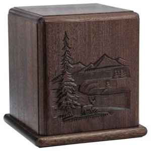 Antique American/European Style Deer <b>Memorial</b> <b>Wooden</b> Casket <b>Box</b> Engraved Cremation Urn for Adults Ashes Storage - Product Image 3