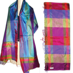 2.25 Mtr Banarasi Jacquard Art <b>Silk</b> <b>Scarf</b> Handmade Banarasi Weaving Varanasi Plain Style <b>Silk</b> Wraps - Product Image 3