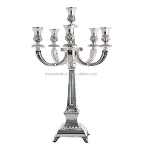 Customized 5 Arms Metal <b>Candelabra</b> Silver Finished Floor <b>Candelabra</b> for Home Wedding and Christmas Decorations - Product Image 4