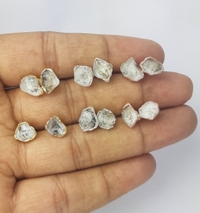 Herkimer ต่างหูเพชรเม็ดหยาบ-April birthstone โลหะผสมวัสดุของขวัญวันครบรอบแต่งงาน - Product Image 5