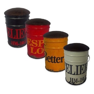 Tabouret de tambour en fer et cuir, prix Direct usine - Product Image 3