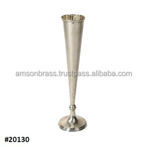 Decorative Vase Rough Casted Table Flower Vase Antique Nickel Plated Finishes Metal Round <b>Trumpet</b> Vase - Product Image 4