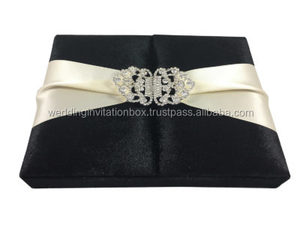 Chất Lượng Cao Cấp Luxury Couture Tôn Tạo <span class=keywords><strong>Gatefold</strong></span> Lụa Thiệp Mời Đám Cưới Hộp - Product Image 3