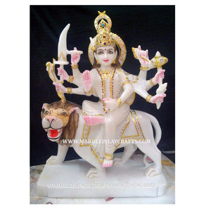 Pure Makrana White Marble Durga Maa Statue - Product Image 1