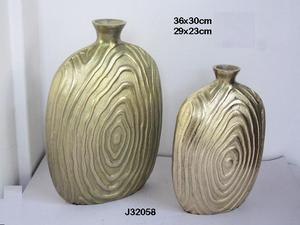 Vase à fleurs en aluminium moulé avec une ouverture plus large, style européen, vase de table en finition laiton, peut également être fabriqué dans d'autres finitions - Product Image 5