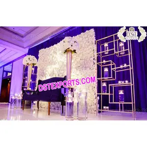 Asian Wedding Decor with Candle and Flower wall Wedding Candle fitted Backdrop Reception Stage Backdrop Decoration