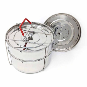 ชุดกระทะสเตนเลสสตีลสำหรับวางซ้อนกันได้,ผลิตจากหม้อความดันพร้อมด้ามจับสลิงซิลิโคน - Product Image 2