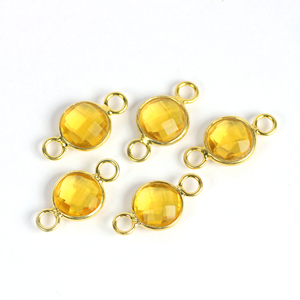 Citrine Quartz Gemstone 8 MM Lunette Ronde Connecteur Double Bail Boucle Fine Bijoux Pendentifs Charmes - Product Image 1
