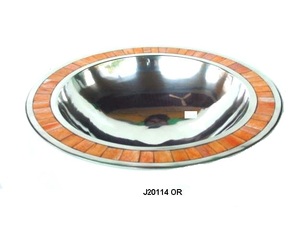 High Quality Cast Aluminium Bowl With <b>Mirror</b> Polished <b>Mosaic</b> of Bone Orange Colour Serving Bowl for Guest Bone Inlay Kitchen - Product Image 3